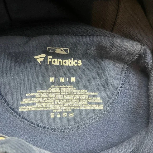 Atlanta Braves Fanatics Hoodie Mens M Navy Blue Pullover MLB Baseball Sweatshirt - Picture 3 of 7